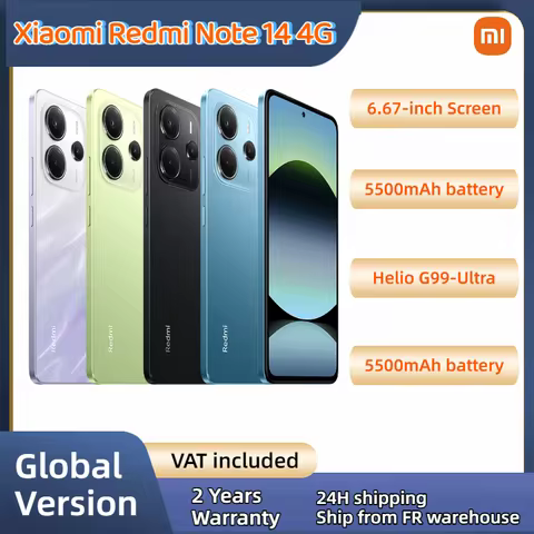 Global Version Xiaomi Redmi Note 14 MTK Helio G99-Ultra 108MP 6.67" AMOLED 120Hz 5500mAh 33W fast ch