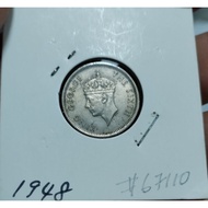 1948 10c cents Malaya king George KGVl VF 67110
