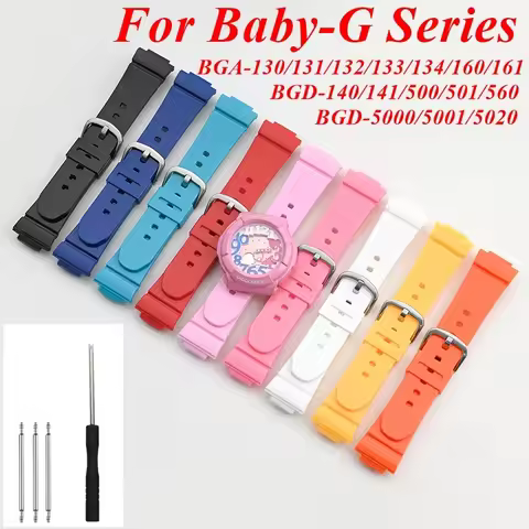 For Casio Baby-G BGA-130/131/132/133/160/161 BGD-140/141/500/501/560/5000 Watch Strap TPU Band Resin