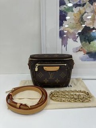 👜 Louis Vuitton LV Monogram Mini Bumbag with gold steel strap and leather strap Micro-chip version U