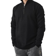 Men Sweater Coat Half Zipper Knit Elastic Long Sleeves Stand Collar Outerwear Plus Size English Styl