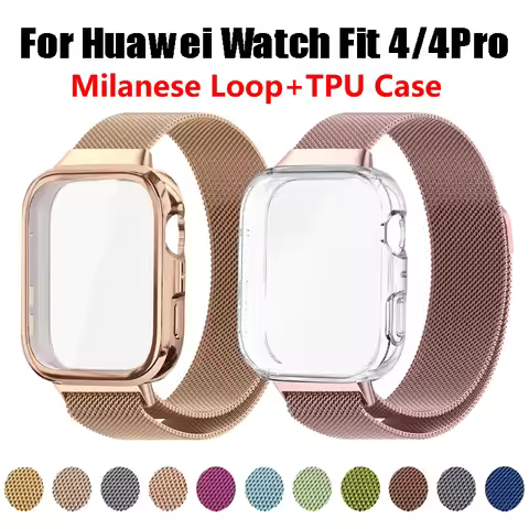 Metal Strap For Huawei Watch Fit 4 Fit4Pro Bracelet+TPU Case Screen Protector Milanese Loop For Huaw