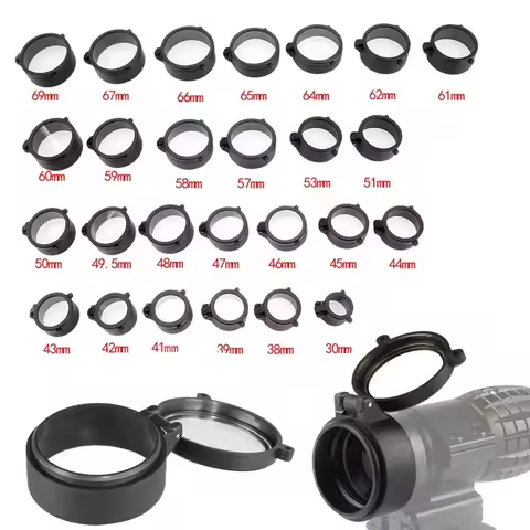 Quick Flip Up Scope Clear Lens Cover 30-69mm Diameter Protective Lens Cap for Tactical Scopes Sight 