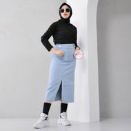 (Z-Two Fashion) Seventy Skirt Skirt Button Jeans 7/9 Fashion Hijab Korean Style Jumbo SizeBIG
