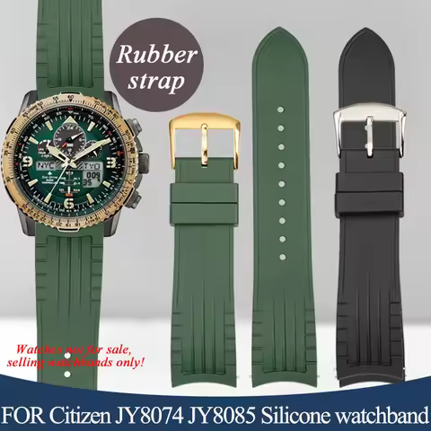 Arc-shaped Silicone Watchband for Citizen Eco-Drive Skyhawk wristband JY8074-11X JY8085-81E men rubb