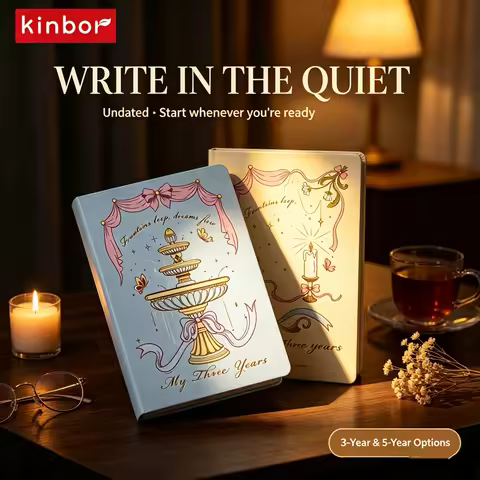 Kinbor A5 5/3 Year Journal Undated,Diary Notebook,Illustrated Hardcover Candlelight Promise One Line