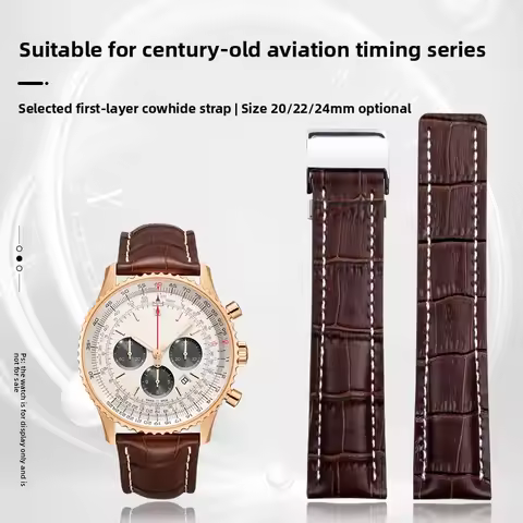 22MM 24MM Genuine leather watch strap For Breitling Aviation Timing Super Ocean Avenger Challenger P