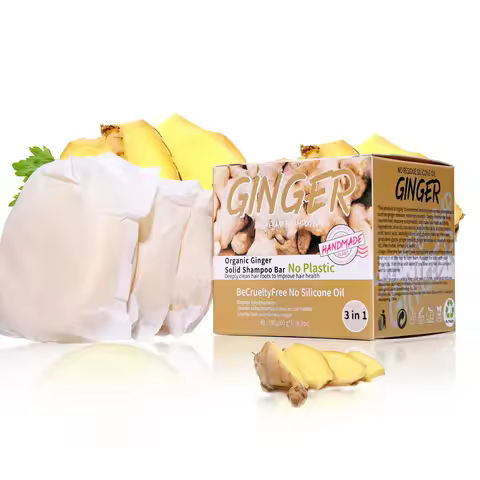 3Pcs/Ginger Shampoo Soap with Oil Control, Refreshing Solid Shampoo Soap, No Silicone Oil, No Residu