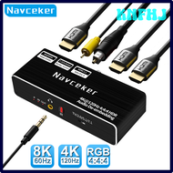 KNFHJ Navceker 8K 60Hz HDMI Audio Extractor 4K 120Hz RGB 4:4:4 HDMI 2.1 Audio Splitter Converter 7.1 Dolby Atmos De-embed for PS5 XBox JDTRJ