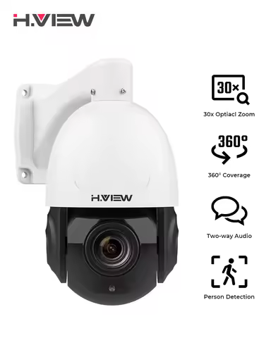 H.view 5MP 30X PoE PTZ Security Camera, 30X Optical Zoom IP Outdoor Camera, 2-Way Audio,500ft Day/Ni