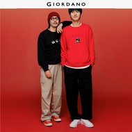 GIORDANO Men Sweatshirts Kung Fu Panda Embroidery Sweatshirts Crewneck Fashionable Casual Relaxed Sw