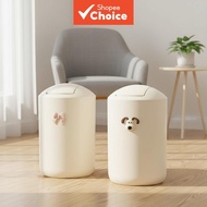 Cream Style Large Trash Bin with Swinging Lid for Home Living Room Bathroom Cute High-Aesthetic Stor