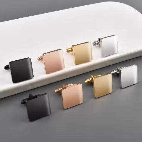 Non Tarnish Cufflink for Men New Titanium Stainless Steel Polished Cufflinks Mirror Square Laser Shi