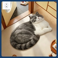 Budgetmarket Diatomite Home Floor Mat 3D Cat Motif Premium Cat Rug Thick Anti-Slip Bathroom Mat