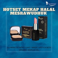 NURRAYSA HOT SET foundation bedak asas lipstik full coverage spf50 3 in 1 compact