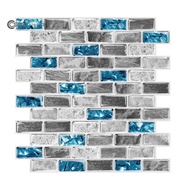 .Vivid Tiles Blue Peel and Stick Tiles 3D Brick Effect Waterproof Kitchen Backsplash Decor Self Adhesive Wallpaper