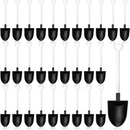 (YNVK) 200 Pcs Mini Shovel Spoons Disposable Plastic Shovel Shaped Spoons Black and White Plastic Sp