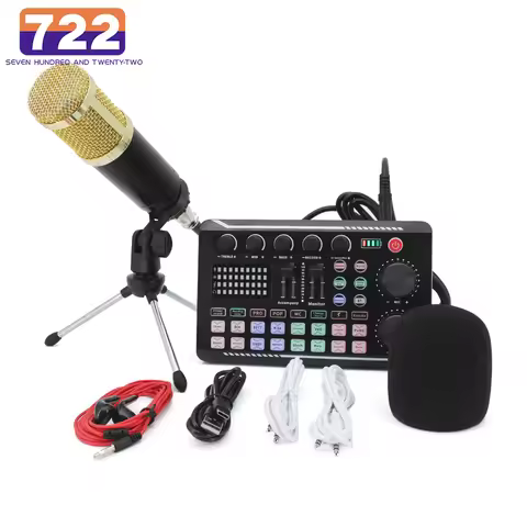 DJ Equipment Microphone Sound Card Console Studio Sound Card Kit Cable Phone Mixing Computer Live Vo