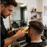 Men's shaver, cordless charging, gold color for professional haircut.