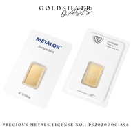 5g Metalor 999.9 Gold Minted Bar with CertiCard