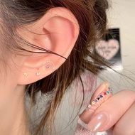 6Pcs Mini Exquisite Silver Sterling Silver Zircon Ear Stick Earrings Ear Bone Nails Buckle Earring