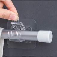 MS-2Pcs Adhesive Wall Nail-Free Adjustable Curtain Rod Holder Clamp Hooks Rod Bracket Holders