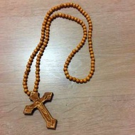 十字架木頭串珠長鍊
