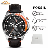 ! PROMO ! Jam Tangan Pria Fossil CH2953 Wakefield Chronograph Black Dial Black Leather Strap Origina
