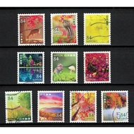 JAPAN 2023 AUTUMN GREETINGS FLOWERS 84 YEN COMP. SET OF 10 STAMPS IN FINE  USED CONDITION