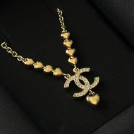 Chanel/香奈兒 金色愛心雙C項鍊 23p