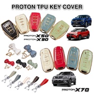 Proton X50/ X90 / X70 NEW Premium TPU Car Key Cover Sarung Kunci Accesories Aksesori Keychain Leather Strap Remote Cover