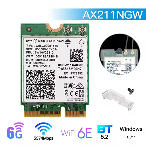 WiFi 6E AX211NGW Tri Band 2.4G/5G/6Ghz Wireless Network Wifi Card Adapter For Bluetooth 5.2 Intel AX