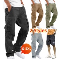 Plus Size Pants for Men Casual Thin Multi-pockets Straight Leg Pants Cargo Pants Unisex Loose Work Pants Cargo Pants