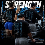 [STRIGTH STARTS HERE AYBL] Loose unisex gym t-shirt in thick pure cotton fabric