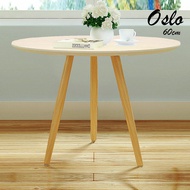 Cassa Oslo Simple Modern Magazine Round Coffee Table Side Table ( Matt White / Maple Beech Table Top + Natural Wood Legs ) Diameter 30cm/40cm/50cm/60cm