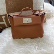 門市現貨 Hermes 愛馬仕mini 2424 金棕 銀扣