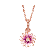 Pandora 925 สร้อยคอ สร้อยคอพร้อมจี้ ส้อยคอแฟชั่น Pink Daisy Necklace เครื่องประดับแฟชั่น ของแท้ 100%