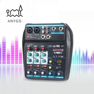 YRBWDYZDH Audio Mixer, with 48V Phantom Power 4-Channel DJ Console Mixer, Bluetooth Portable Monitor