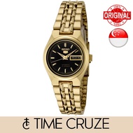 [Time Cruze] Seiko 5 SYMA06  Automatic Gold Tone Stainless Steel Black Dial Women Watch SYMA06K1 SYMA06K