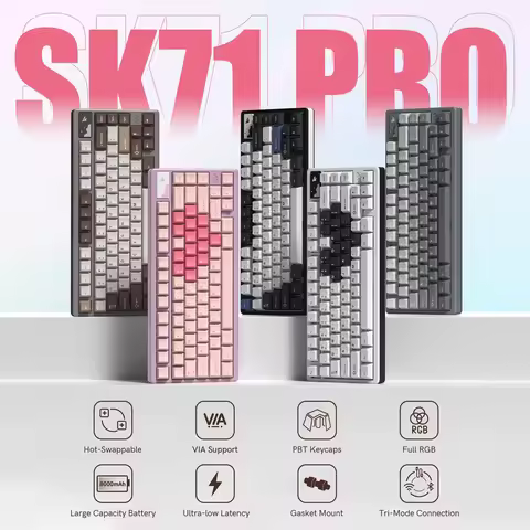 Womier SK71 Pro Tri-Mode Mechanical Keyboard Gasket 75% VIA Aluminum Keyboard Hot-Swap RGB Backlit G