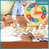 koolsoo Wooden Clock Kids Toy Clock Learning for Homeschool Supplies Kindergartner
