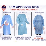 KKM approved CPE Isolation gown - 42 gsm Non woven Isolation gown