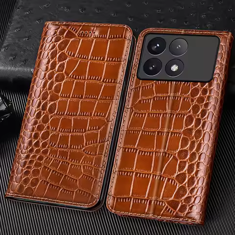 Crocodile Genuine Leather Flip Case for Redmi K90 K80 K70 K70E K60 K60E K50 K40 K30 K20 Pro Max Ultr