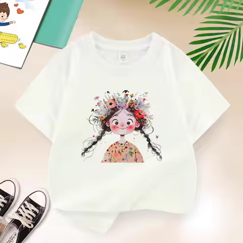Smile Every Day Graphic Print Baby Girls T-shirt Cotton Pink Tops Tee 2025 Summer Fashion Kids T Shi