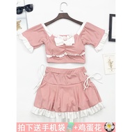 Japanese Sweet Swimsuit Women High Waist Conservative Slimmer Look Cover Belly Girl Small Breast Cut