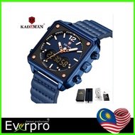 KADEMAN K9038 Luxury Square Watch Men Original Sport Watch TOP Brand dual display 3ATM watch