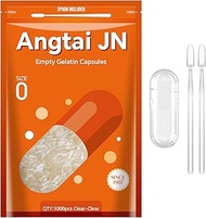 Angtai JN Empty Capsules Size 0 - Clear Gelatin Capsules Empty (1000 Count) Gel Capsules Empty with 