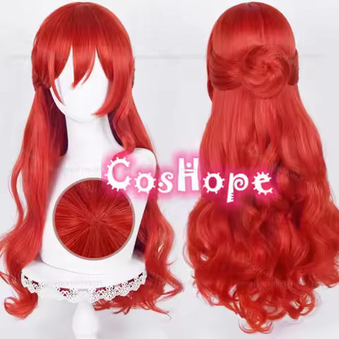 Himeko Cosplay Wig 66cm Long Curly Red Wig Cosplay Anime Cosplay Wigs Heat Resistant Synthetic Wigs 