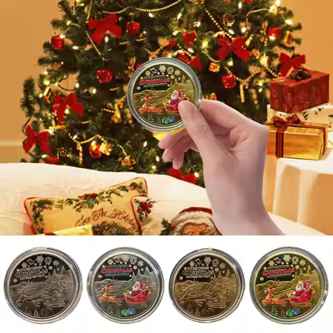 4/1pcs Christmas Collectible Coin Commemorative CoinNew Year Souvenir Coin Festive Santa Clauss Slei