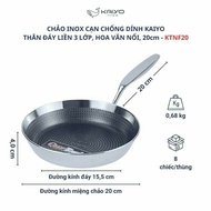 Chảo đúc inox chống dính vân nổi KAIYO Nhật Bản Chảo chống dính đáy từ nông lòng và sâu lòng 20 24 2